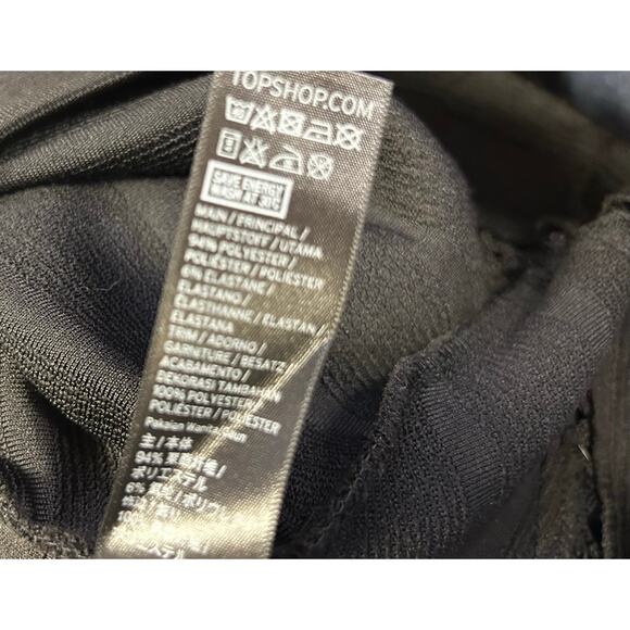 Topshop Dress Women’s 8 Black Openwork A-Line Short Sleeve Zipper Mini Dress - Picture 10 of 10